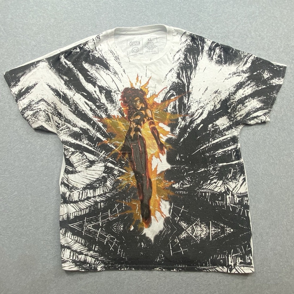 Marvel x CVLA CV‎ Los Angeles The Phoenix Force White T Shirt Sz XL Distressed
